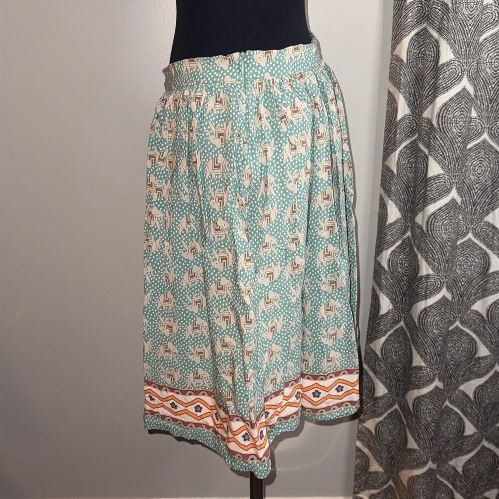 Anthropologie Comme Toi Elephant Print Skirt SZ Large - Picture 2 of 6